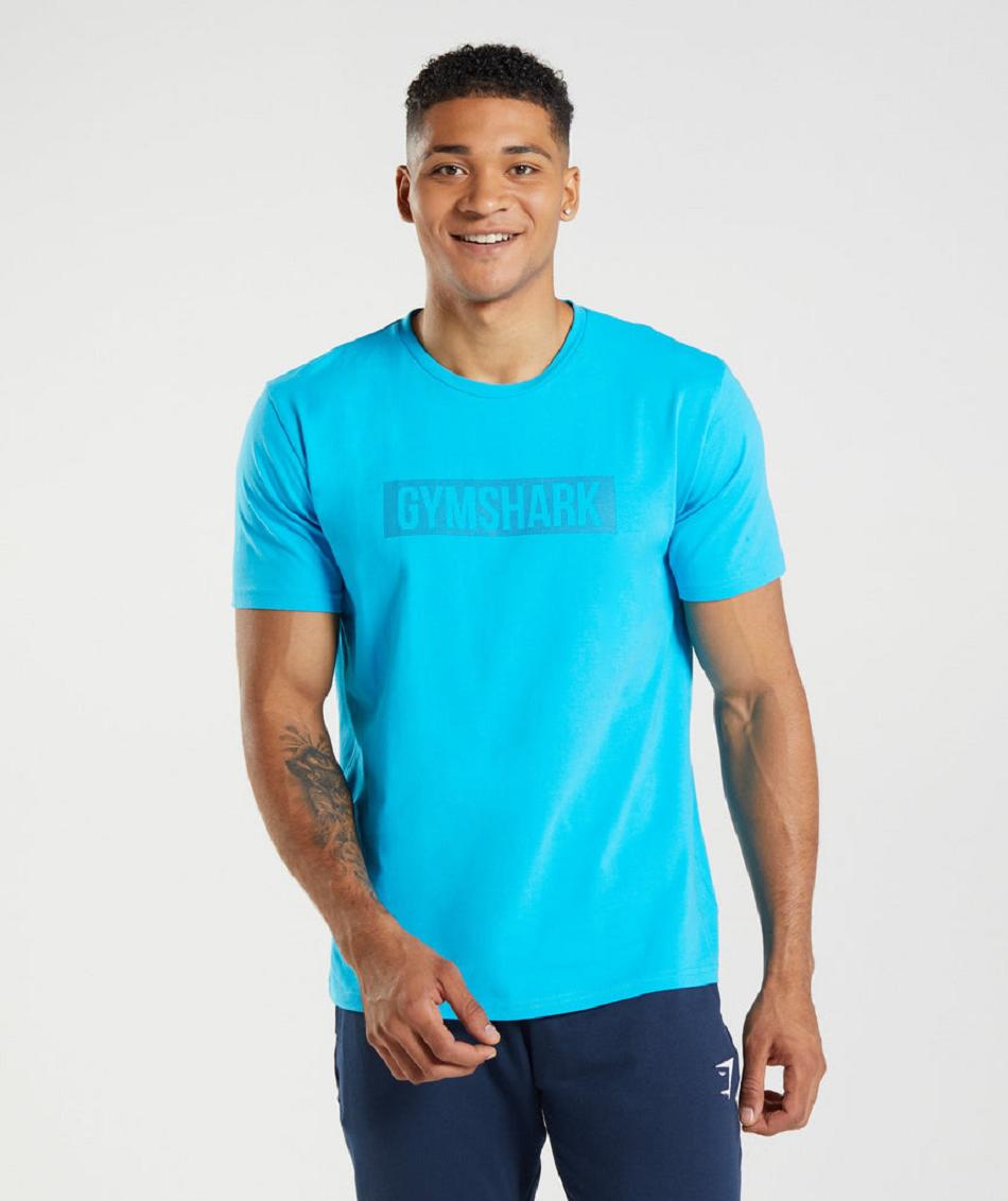 T Shirts Gymshark Block Hombre Gris Oscuro Azules | CO 3287KOR